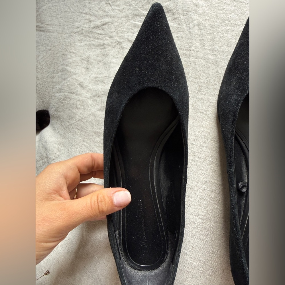 Massimo Dutti Black Pointed Suede Flats